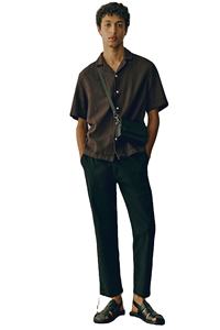 Top pour hommes de marque personnalisée de qualité supérieure tendance coupe régulière vêtements confortables chemises de villégiature à manches courtes en coton texturé - Product Image 6