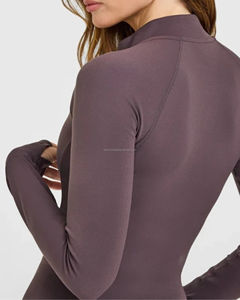 เสื้อแจ็คเก็ตโยคะผู้หญิงทรงเข้ารูป แห้งเร็ว ซิปยาว คอตั้ง มีรูสอดนิ้วโป้ง สำหรับวิ่งและออกกำลังกาย กระชับสัดส่วน ผลิตตามสั่งจากโรงงาน - Product Image 5