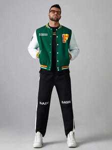 2025 Customize <b>Men's</b> Letter Print Patch Sleeve High Street Varsity <b>Jacket</b> Breathable Windproof Waterproof Woolen All Sizes - Product Image 4