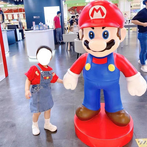 Estatua de <span class=keywords><strong>Mario</strong></span> de Fibra de Vidrio de Tamaño Real, Personaje de Dibujos Animados para Exteriores, Venta al por Mayor 2026, Colorida, Chapada en Metal, Hecha a Mano - Product Image 2