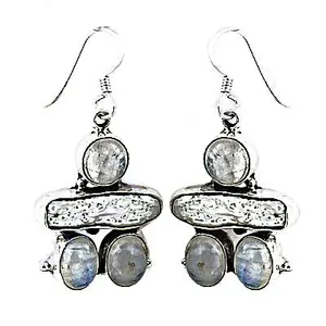 Boucles d'oreilles pendantes en argent 925 avec pierre de lune, design tendance en forme de cœur pour mariage, fête, cadeau, avec perle, diamant, zircon - Product Image 1