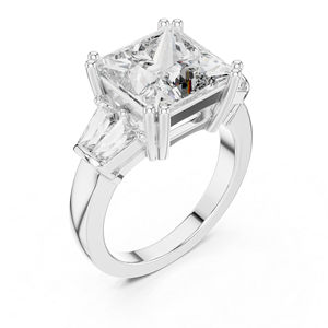 Bague solitaire en or blanc 14 carats avec diamant de laboratoire princesse |   Bague cadeau d'anniversaire |   Nouveau diamant cultivé - Product Image 3