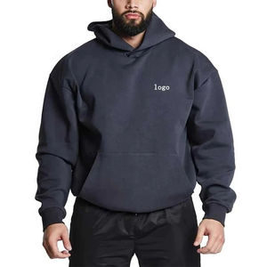 Sweat à capuche oversize pour homme 100% coton uni, imprimé sur mesure, design épais en polaire, coupe ample et courte, idéal pour l'hiver - Product Image 4