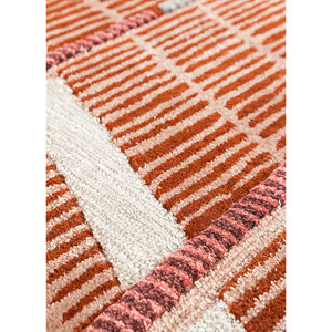 Alfombras de Lana Geométricas Hechas a Mano de Jaipur Wunderkammer, Rojas y Naranjas, para el Hogar, Habitación de Adolescentes, Pasillo, Modelo 3D, Top-111 - Product Image 3