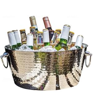 ถังน้ำแข็งโลหะแบบมีฐาน ขนาดใหญ่ สไตล์อเมริกัน ลายดอกไม้ สำหรับงานปาร์ตี้ ผลิตจากสแตนเลสคุณภาพส่งออก ทนทาน และมีฉนวนกันความร้อน - Product Image 3