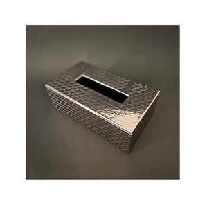 Soporte de pañuelos con acabado plateado, soporte de pañuelos de Decoración de mesa usado de cristal de Metal, caja de pañuelos para el hogar y la Oficina - Product Image 2