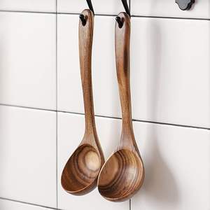 Cucharón de madera para cocinar, utensilios de cucharón de mango largo para sopa, hecho a mano para utensilios de cocina, cuchara de madera de teca para servir, 10,5 pulgadas - Product Image 5
