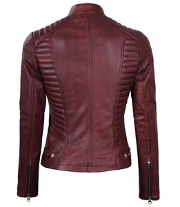 Vêtements d'hiver personnalisés Racer Canvas Breathable Moto Jackets Women's Streetwear Vintage Maroon Color - Product Image 4