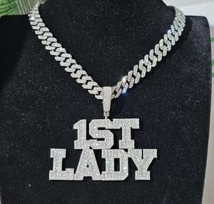 Custom Nameplate Necklace Cuban Chains Diamond Pendant Personalized Jewelry-Classic <b>Birthday</b> Gift <b>for</b> <b>Her</b> Featuring Custom - Product Image 2
