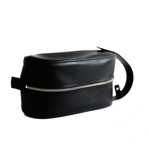 Grand organisateur de cosmétiques de voyage noir avec fermeture à glissière Sac pochette de maquillage étanche en PVC et en nylon avec logo personnalisé - Product Image 4