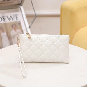 Venta al por mayor de moda de las mujeres de cuero de la PU de alta calidad clásico con cremallera personalizable Bolsa De Teléfono diseño de pulsera a cuadros carteras de Venta caliente - Product Image 1
