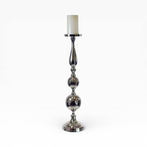 Candelabro Artístico de Metal Plateado con Detalle Esférico para una Decoración del Hogar Única - Product Image 2