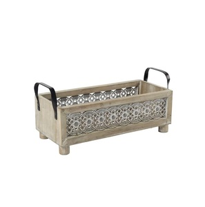 Caddy de madera rústica hecho a mano con compartimentos fuertes, ideal para el almacenamiento de la organización del hogar y el estilo de decoración rústica - Product Image 5