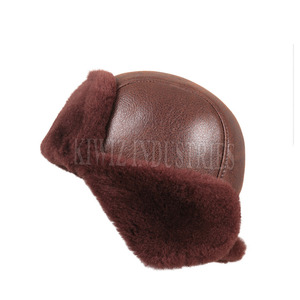 2024 Best Selling <b>Cheap</b> Price Shearling Sheepskin Hat Winter Men's Solid Color Shearling Sheepskin Hats - Product Image 4