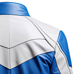 Chaqueta de cuero de diseño único para hombre con logotipo frontal de cuello alto de lona Servicio OEM Precio razonable de alta calidad - Product Image 5