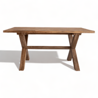 Ensemble de table à manger rustique en teck ancien récupéré, unique, pour 6 personnes, pour restaurant, extérieur et salon