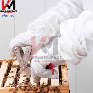 ถุงมือป้องกันผู้เลี้ยงผึ้งคุณภาพพรีเมียม ถุงมือทำงานหนังยาว ป้องกันการถูกผึ้งต่อย ปลอกแขนผ้าแคนวาส - Product Image 2