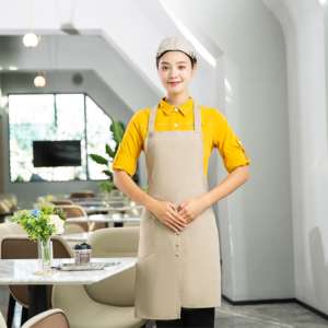 Delantales <span class=keywords><strong>de</strong></span> Lona con Logotipo Personalizado a Precio <span class=keywords><strong>de</strong></span> Fábrica, Delantales Flexibles Marrones y Negros para Salón <span class=keywords><strong>de</strong></span> Belleza, Peluquería, Manualidades y Dibujo - Product Image 1