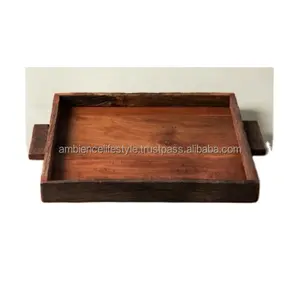 Manufacturer of Designer Acacia Wood & Aluminium Serving Tray for Christmas for Hotels & Restaurants by Ambience Lifestyle