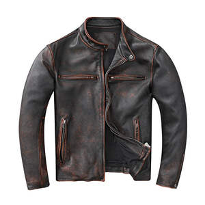 Veste en cuir décontractée pour homme, automne-hiver, fermeture éclair, coupe slim, manches longues, veste de mode en cuir, veste de moto pour homme - Product Image 6