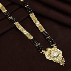 Venta al por mayor 24K Gold Micro Long Mangalsutra para mujeres casadas, Indian Wedding Long Mangalsutra, Daily Wear Gold Finish Mangalsutra - Product Image 3