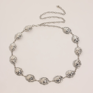 High-end Women's Fashionable Retro Carved Cute Cloud Design Zinc Alloy <b>Waist</b> <b>Chain</b> 3CM Width 120CM Length - Product Image 2