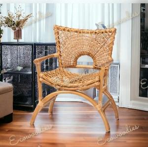 Meubles de maison chaise de salle à manger avec siège en rotin de canne chaise de salle à manger tissée en rotin intérieur extérieur meubles d'appoint - Product Image 2