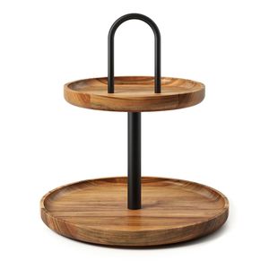 Support à gâteau en bois de manguier et métal au design moderne personnalisé, résistant au four, tour à cupcakes en bois, plateau de service à fromage, concept maison - Product Image 4