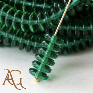 Collier en cristal de quartz émeraude Perles Perle lisse Rondelle Couleur verte bleue Pierre précieuse Brin pour la fabrication de bijoux - Product Image 3