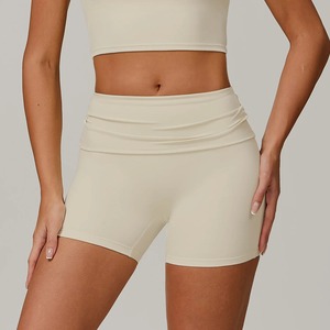 Pantalones cortos de gimnasio de talla grande de cintura alta para mujer, Bermudas sólidas para entrenamiento, pantalones cortos de Yoga, levantamiento de glúteos, cintura media de punto, calle alta - Product Image 4