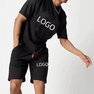 ชุดเซ็ตเสื้อยืดแขนสั้นและกางเกงขาสั้นลำลองสำหรับผู้ชาย ฤดูร้อน ขายส่ง ผ้าฝ้าย 100% ระบายอากาศได้ดี คุณภาพสูง ผ้าซาตินฟอกสี - Product Image 6