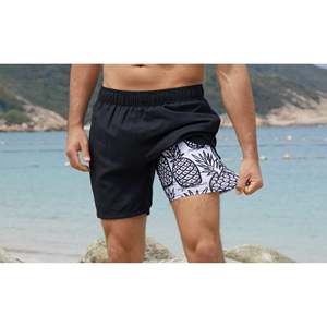 Bañador para hombre, pantalones cortos con forro de compresión, traje de baño de tela de secado rápido, traje de baño de cintura media, pantalones cortos estampados para hombre - Product Image 5