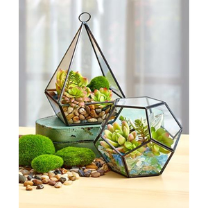 Vase en verre géométrique fait à la main avec cadre doré, planteur en cristal décoratif pour mariage, décoration de la maison, table, succulentes - Product Image 3