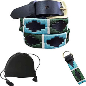 Wholesale Custom Personalized Equestrian Classic Star Riding Polo Belts Genuine Leather with Embroidery Horse Products - Product Image 1