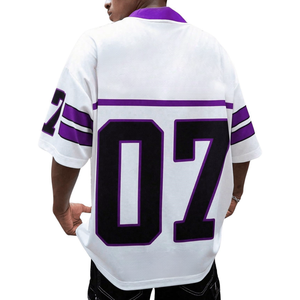 Custom LOGO OEM & ODM Street Jerseys Men's V Neck Print <b>Shirt</b> Oversized <b>Short</b> <b>Sleeve</b> <b>White</b> and Red Streetwear T-<b>Shirt</b> - Product Image 6