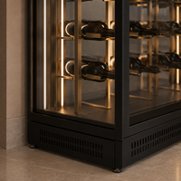 Vitrine à vin en verre noir sur mesure avec éclairage LED et casiers à bouteilles pour la maison, l'hôtel, le restaurant, le bar