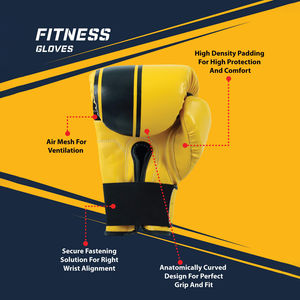 ถุงมือชกมวยหนังวัวสีทองสำหรับผู้ใหญ่ - Product Image 4