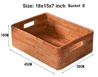 Panier durable écologique de forme rectangulaire en rotin naturel tissé à la main pour le stockage polyvalent des aliments à la maison taille personnalisée disponible