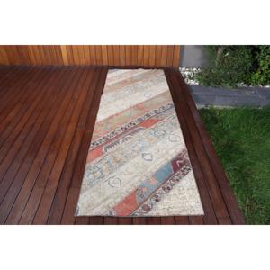 Tapis de 2,8 x 8,2 pieds, tapis turc vintage, tapis bleu patchwork - Product Image 1