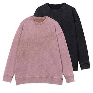 Sudaderas de gran tamaño para hombre, ropa de calle, Vintage 100% algodón, cuello redondo, lavado ácido, sudaderas para ropa de hombre, conceptos básicos de servicio OEM - Product Image 1