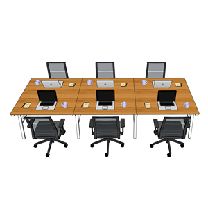 BFAB013-Contemporary Design ABamboo 6-Piece Cluster <b>Workstation</b> 360x120cm - Product Image 2