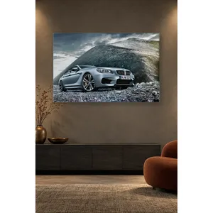 Impression sur toile Fida Silver BMW M6 Gran Coupe devant Rocky Hill - Product Image 1
