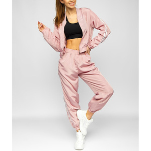 Customized New Plus Size Ladies Tracksuit 100% Polyester Ladies Hoodie <b>Sweatpants</b> <b>Set</b> Latest Design Printed Solid Hooded - Product Image 1