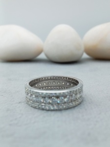 Anillo de Compromiso Clásico Solitario de Oro Blanco Sólido de 14K/18K con Diamante Cultivado en Laboratorio de Corte Brillante VVS, Anillo de Eternidad para Boda - Product Image 2