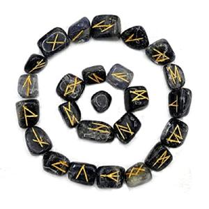 Cubo de iolita azul Juego de Runas de cristal Piedra de energía Wicca natural para adivinación e intuición Reiki Meditación Protección vikingo - Product Image 4