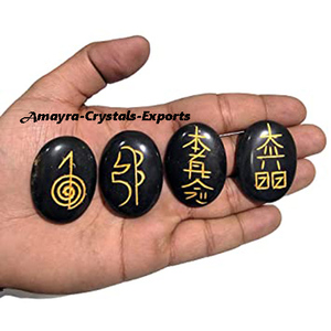 Pierre précieuse Obsidienne noire USAI Reiki Gravée Ovale Set Pierre semi-précieuse Artisanat en vrac Quantité Acheter auprès d'Amayra Cristaux Exportations - Product Image 4