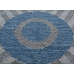 พรมขนสัตว์ทอลายตารางสีน้ำเงิน ลายเรขาคณิตรูปเพชร ทำด้วยมือ รูปทรงสี่เหลี่ยมผืนผ้า สำหรับห้องนอนหรือห้องนั่งเล่น-รุ่น ADWL-13213 - Product Image 3