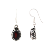 Conjunto de Joyería de Plata de Ley 925 con Granate, Collar y Pendientes, Colgante de Gema Roja con Engaste de Bisel, Clásico y Elegante para Uso Diario de Mujer