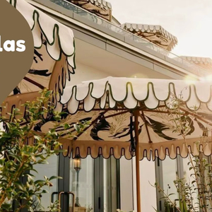 Modern Classic Peach Valance Wooden <b>Frame</b> Parasol Umbrella Manual Control Big Print List Simple Style-New Arrival for Garden - Product Image 1