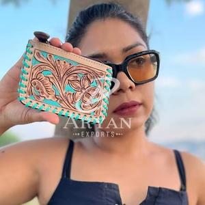 Nuevo pelo marrón hecho a mano Real en piel oculta monederos de cambio de moneda de cuero lindo pequeño rectángulo forma moneda tarjeta cremallera casos - Product Image 1